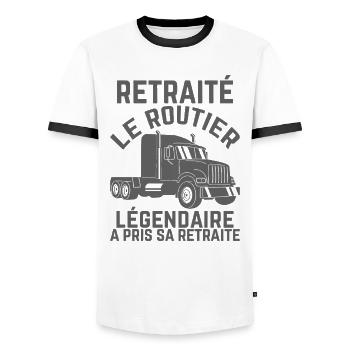 Legendary Retired Truck Driver End of Career Gift - Men's Ringer Shirt - white/black - Front - AI Model Female 172 light (172cm) & AI Model Male 178 dark (178cm)