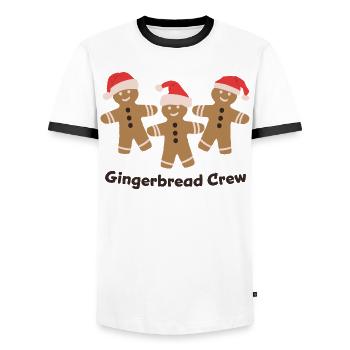 Gingerbread Crew - Christmas Cookie Baking - Men's Ringer Shirt - white/black - Front - AI Model Female 172 light (172cm) & AI Model Male 178 dark (178cm)