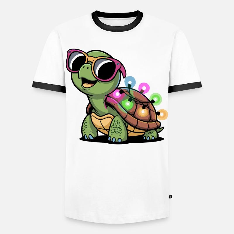 Lichtschein Turtle with sunglasses - Men's Ringer Shirt - white/black