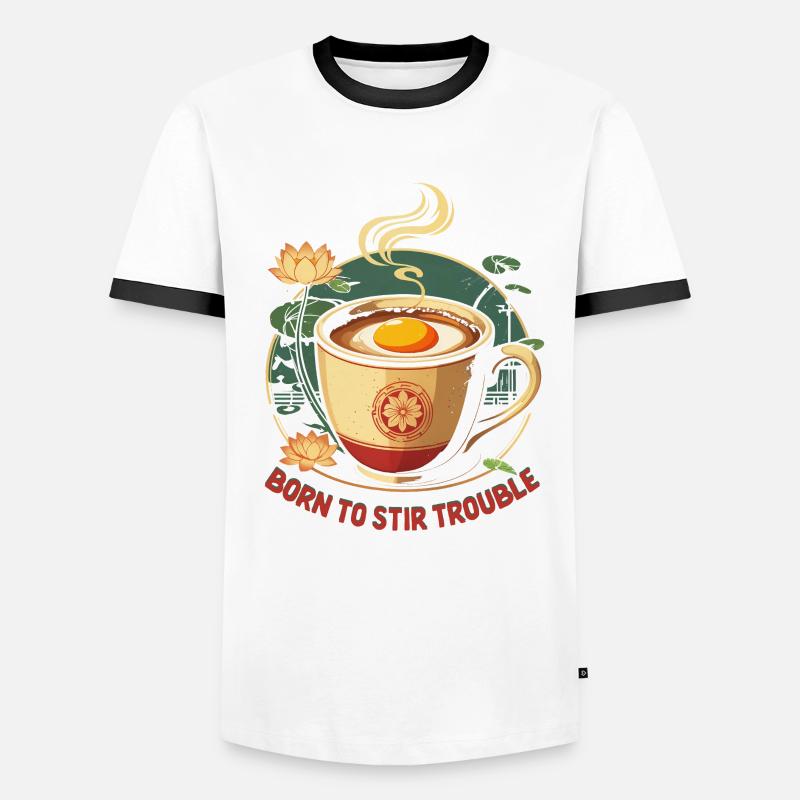 Vietnamesisches Essen Kaffee Mit Eigelb - Männer Kontrast-T-Shirt - Weiß/Schwarz