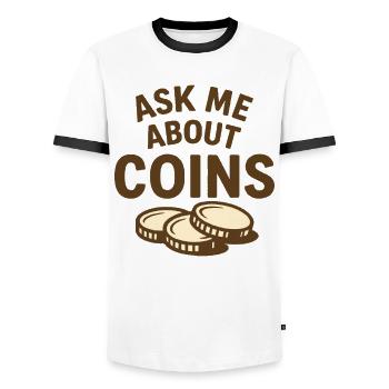 Demandez-moi ce que vous voulez faire avec la détection de métaux avec les pièces - T-shirt contrasté Homme - blanc/noir - Devant - AI Model Female 172 light (172cm) & AI Model Male 178 dark (178cm)