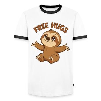 Faultier süß Gratis Umarmungen Geschenk - Männer Kontrast-T-Shirt - Weiß/Schwarz - Vorne - AI Model Female 172 light (172cm) & AI Model Male 178 dark (178cm)