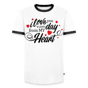 Ich liebe dich jeden Tag, mein Herz, ewige Liebe - Männer Kontrast-T-Shirt - Weiß/Schwarz - Vorne - AI Model Female 172 light (172cm) & AI Model Male 178 dark (178cm)