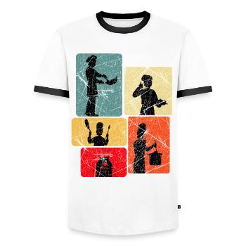 Küchenhelden Silhouetten Muster - Männer Kontrast-T-Shirt - Weiß/Schwarz - Vorne - AI Model Female 172 light (172cm) & AI Model Male 178 dark (178cm)