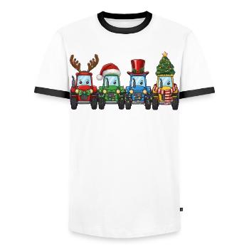 Traktor Weihnachtsmann Weihnachtsbeleuchtung  - Männer Kontrast-T-Shirt - Weiß/Schwarz - Vorne - AI Model Female 172 light (172cm) & AI Model Male 178 dark (178cm)