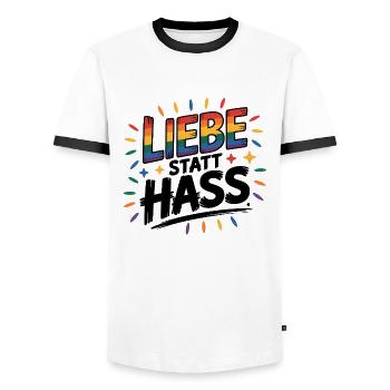 Liebe statt Hass - Cool Pride Logo - Männer Kontrast-T-Shirt - Weiß/Schwarz - Vorne - AI Model Female 172 light (172cm) & AI Model Male 178 dark (178cm)