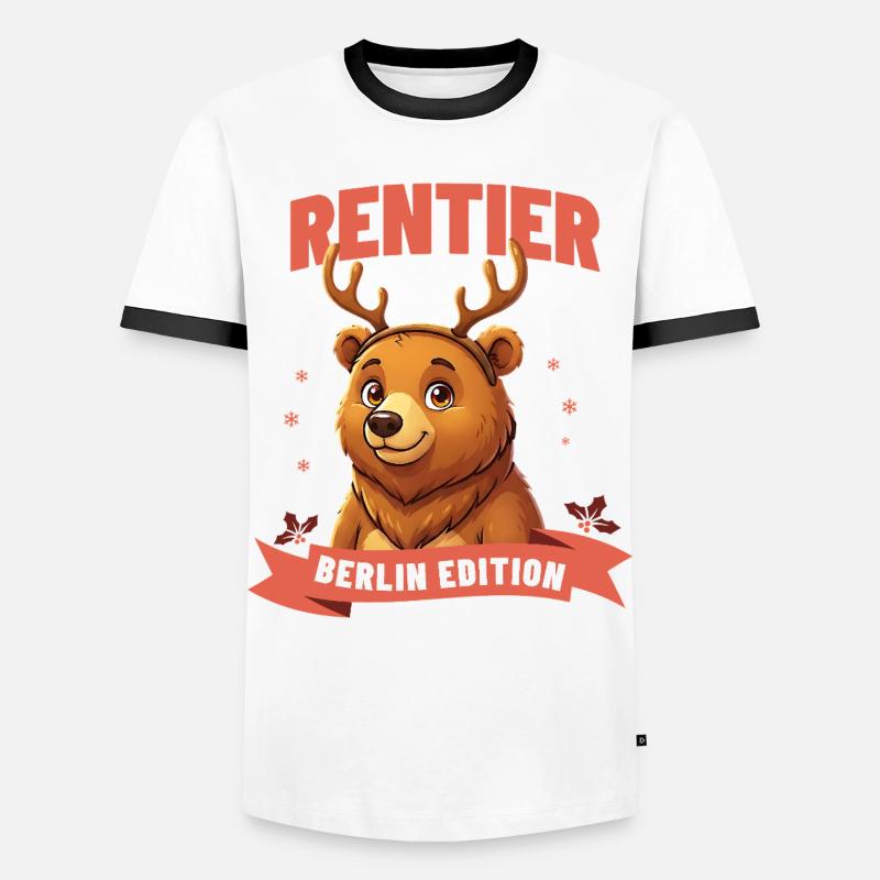 Berlin Bear Christmas Reindeer - Men's Ringer Shirt - white/black