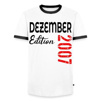 19th birthday December 2007 - Men's Ringer Shirt - white/black - Front - AI Model Female 172 light (172cm) & AI Model Male 178 dark (178cm)