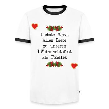 Erstes Weihnachten Baby Mama Familie - Männer Kontrast-T-Shirt - Weiß/Schwarz - Vorne - AI Model Female 172 light (172cm) & AI Model Male 178 dark (178cm)