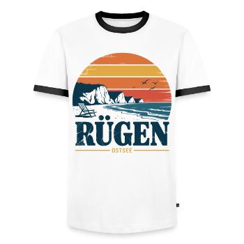 Rügen Ostsee Retro Geschenk - Männer Kontrast-T-Shirt - Weiß/Schwarz - Vorne - AI Model Female 172 light (172cm) & AI Model Male 178 dark (178cm)