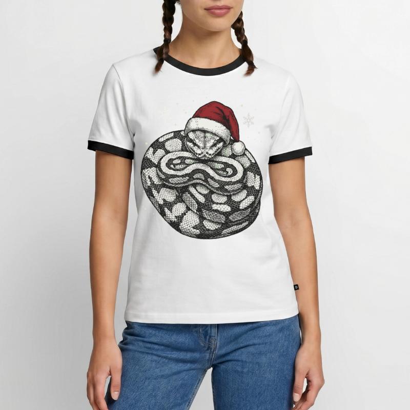 Serpent roi python roi de Noël Python boule T-shirt contrasté Homme