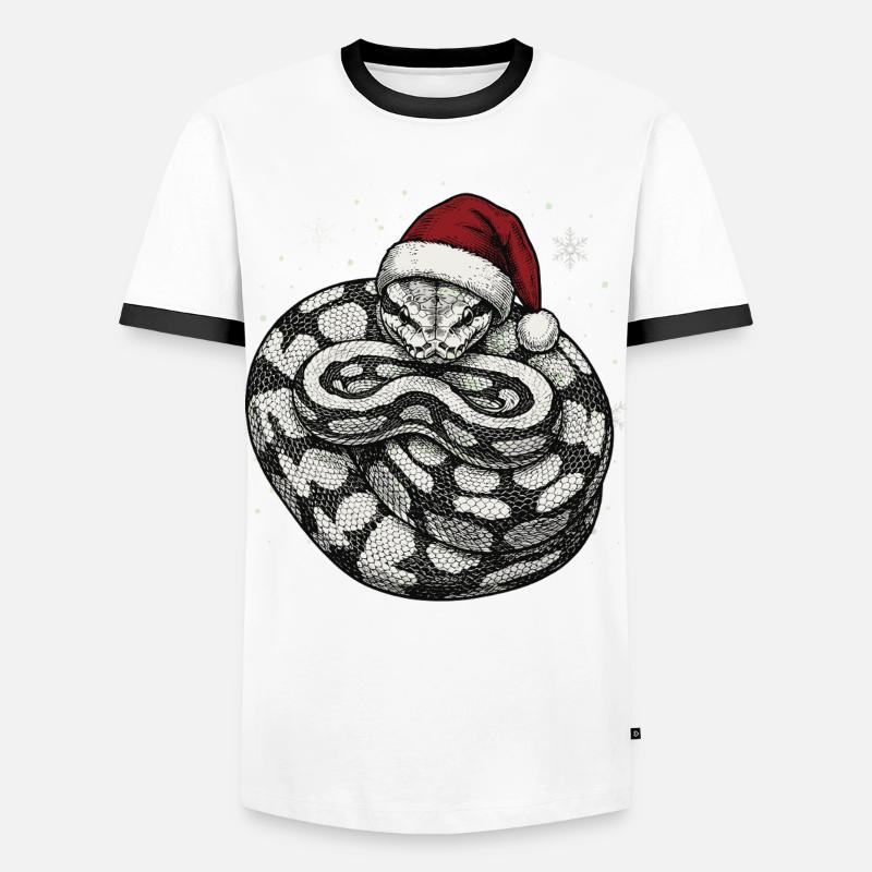 Königspython Weihnachten Ball Python Schlange - Männer Kontrast-T-Shirt - Weiß/Schwarz