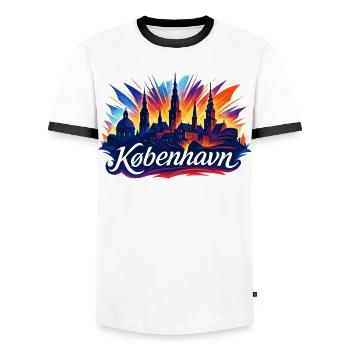 Copenhagen Capital Denmark Cool Gift - Men's Ringer Shirt - white/black - Front - AI Model Female 172 light (172cm) & AI Model Male 178 dark (178cm)