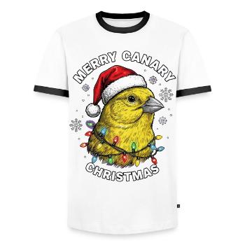 Canary Christmas Santa Hat Bird Xmas - Men's Ringer Shirt - white/black - Front - AI Model Female 172 light (172cm) & AI Model Male 178 dark (178cm)