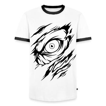 Beast Monster Eye Colors Selectable - Men's Ringer Shirt - white/black - Front - AI Model Female 172 light (172cm) & AI Model Male 178 dark (178cm)