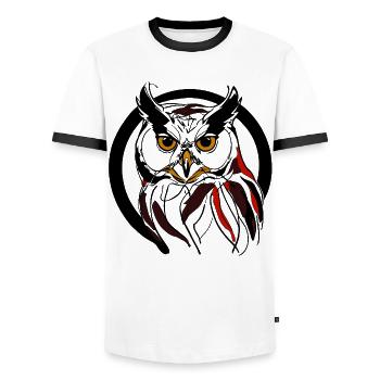 Nacht-Eule - Männer Kontrast-T-Shirt - Weiß/Schwarz - Vorne - AI Model Female 172 light (172cm) & AI Model Male 178 dark (178cm)