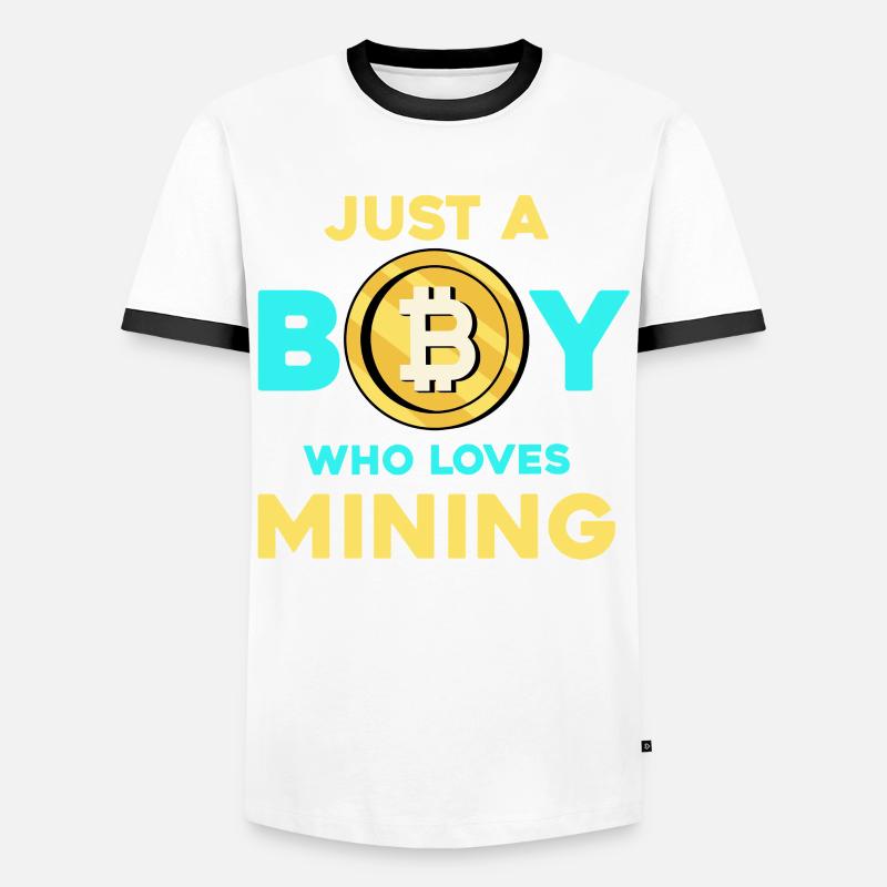 Krypto Mining Junge – Bitcoin Leidenschaft - Männer Kontrast-T-Shirt - Weiß/Schwarz