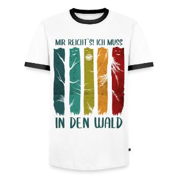 Don de randonnée dans les arbres Forêt Nature Nature Lover - T-shirt contrasté Homme - blanc/noir - Devant - AI Model Female 172 light (172cm) & AI Model Male 178 dark (178cm)