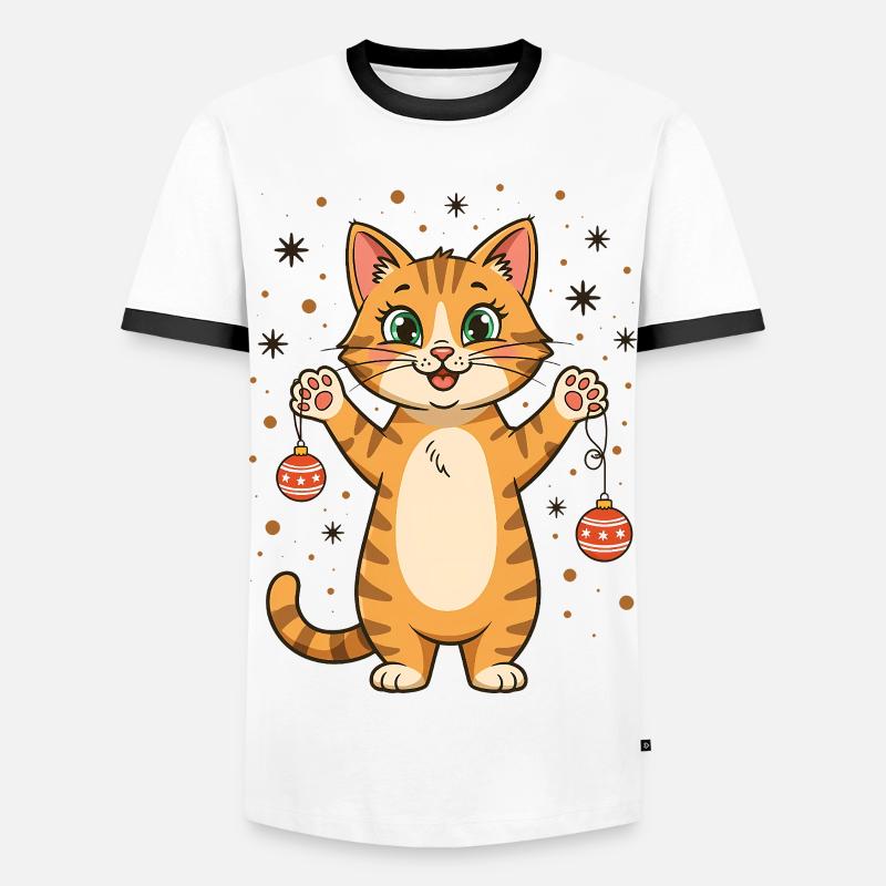 Katze Weihnachtspullover Katzen Weihnachten lustig - Männer Kontrast-T-Shirt - Weiß/Schwarz
