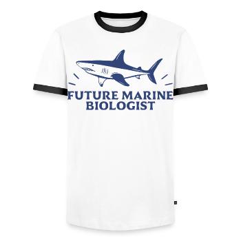 Future marine biologist student shark lover - Men's Ringer Shirt - white/black - Front - AI Model Female 172 light (172cm) & AI Model Male 178 dark (178cm)