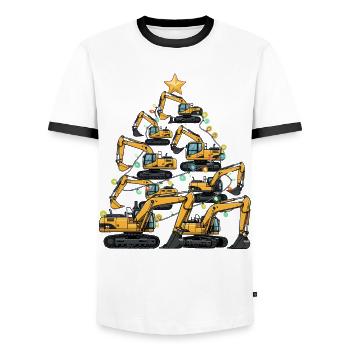 Cadeau du sapin de Noël drôle pour excavatrice - T-shirt contrasté Homme - blanc/noir - Devant - AI Model Female 172 light (172cm) & AI Model Male 178 dark (178cm)