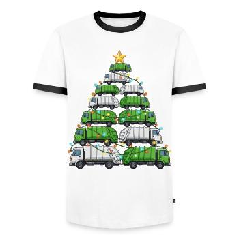 Cadeau drôle de sapin de Noël pour camion poubelle - T-shirt contrasté Homme - blanc/noir - Devant - AI Model Female 172 light (172cm) & AI Model Male 178 dark (178cm)