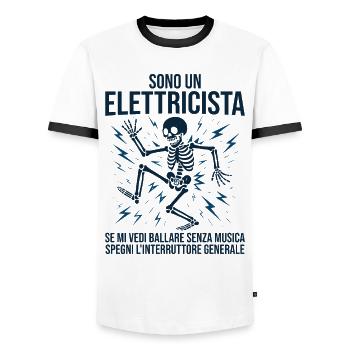 Homme drôle d’électricien, je suis électricien - T-shirt contrasté Homme - blanc/noir - Devant - AI Model Female 172 light (172cm) & AI Model Male 178 dark (178cm)