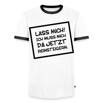 Let me go! I have to get into it. Gamer - Men's Ringer Shirt - white/black - Front - AI Model Female 172 light (172cm) & AI Model Male 178 dark (178cm)