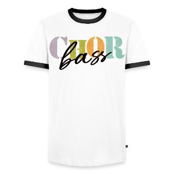 Basse de chœur - T-shirt contrasté Homme - blanc/noir - Devant - AI Model Female 172 light (172cm) & AI Model Male 178 dark (178cm)