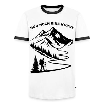 Just one more curve funny mountain and alpine sayings - Men's Ringer Shirt - white/black - Front - AI Model Female 172 light (172cm) & AI Model Male 178 dark (178cm)