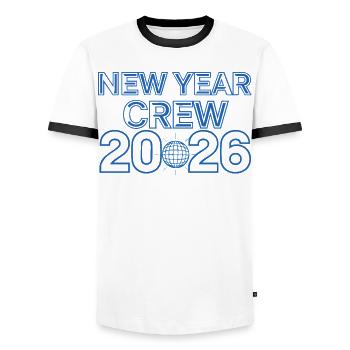 Neujahrscrew 2026 Celebration Tee - Männer Kontrast-T-Shirt - Weiß/Schwarz - Vorne - AI Model Female 172 light (172cm) & AI Model Male 178 dark (178cm)