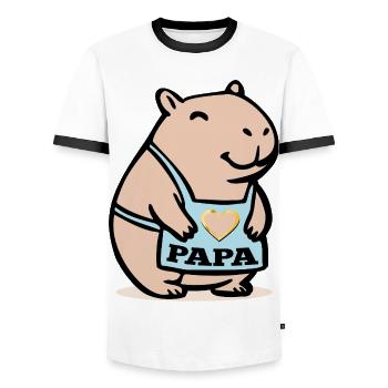 Capybara Papa Capybaras - Men's Ringer Shirt - white/black - Front - AI Model Female 172 light (172cm) & AI Model Male 178 dark (178cm)