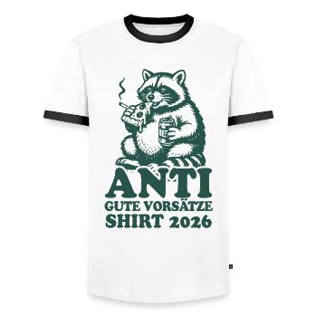 Waschbär | Anti gute Vorsätze 2026 - Männer Kontrast-T-Shirt - Weiß/Schwarz - Vorne - AI Model Female 172 light (172cm) & AI Model Male 178 dark (178cm)