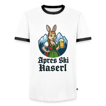 Après-ski Haserl Dirndl Beer Alpine atmosphere - Men's Ringer Shirt - white/black - Front - AI Model Female 172 light (172cm) & AI Model Male 178 dark (178cm)