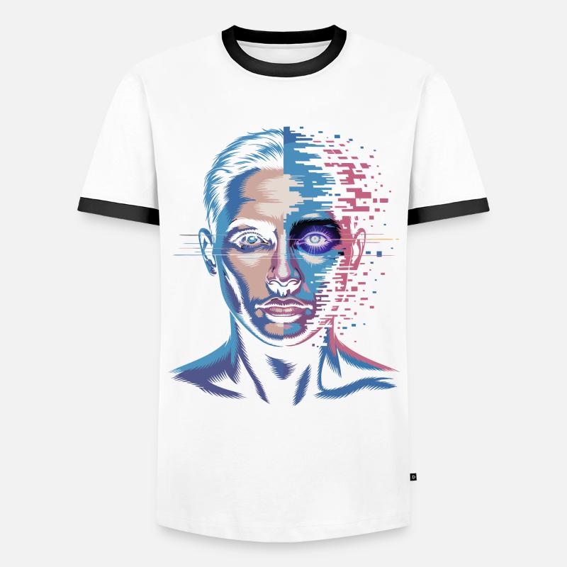 Digital human with glitch effect - Men's Ringer Shirt - white/black