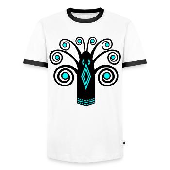 Graphique d’oiseaux - T-shirt contrasté Homme - blanc/noir - Devant - AI Model Female 172 light (172cm) & AI Model Male 178 dark (178cm)