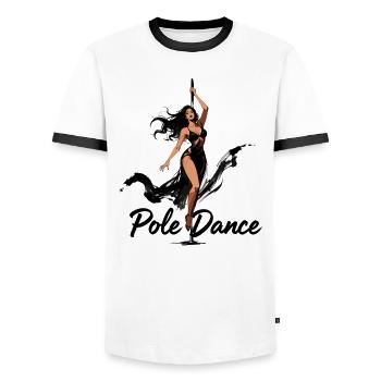 Pole Dance Pole Dancer Aesthetic Gift - Men's Ringer Shirt - white/black - Front - AI Model Female 172 light (172cm) & AI Model Male 178 dark (178cm)