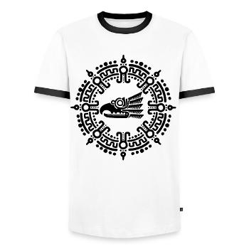 Black Aztec symbol - Men's Ringer Shirt - white/black - Front - AI Model Female 172 light (172cm) & AI Model Male 178 dark (178cm)