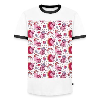 Niedliches Hunde Muster für Hundeliebhaber - Männer Kontrast-T-Shirt - Weiß/Schwarz - Vorne - AI Model Female 172 light (172cm) & AI Model Male 178 dark (178cm)