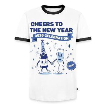 Cheers To The New Year 2026 Celebration - Men's Ringer Shirt - white/black - Front - AI Model Female 172 light (172cm) & AI Model Male 178 dark (178cm)