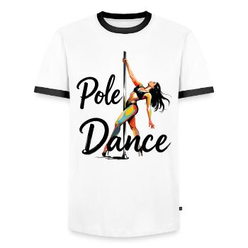 Pole Dance Pole Dancer Aesthetic Gift - Men's Ringer Shirt - white/black - Front - AI Model Female 172 light (172cm) & AI Model Male 178 dark (178cm)
