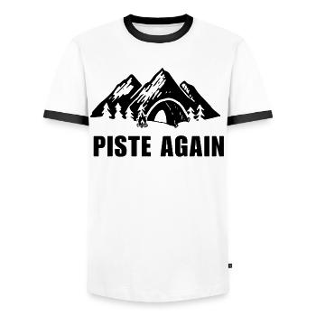 ENCORE UNE FOIS. SKI. SKI WINTE SPORT - T-shirt contrasté Homme - blanc/noir - Devant - AI Model Female 172 light (172cm) & AI Model Male 178 dark (178cm)