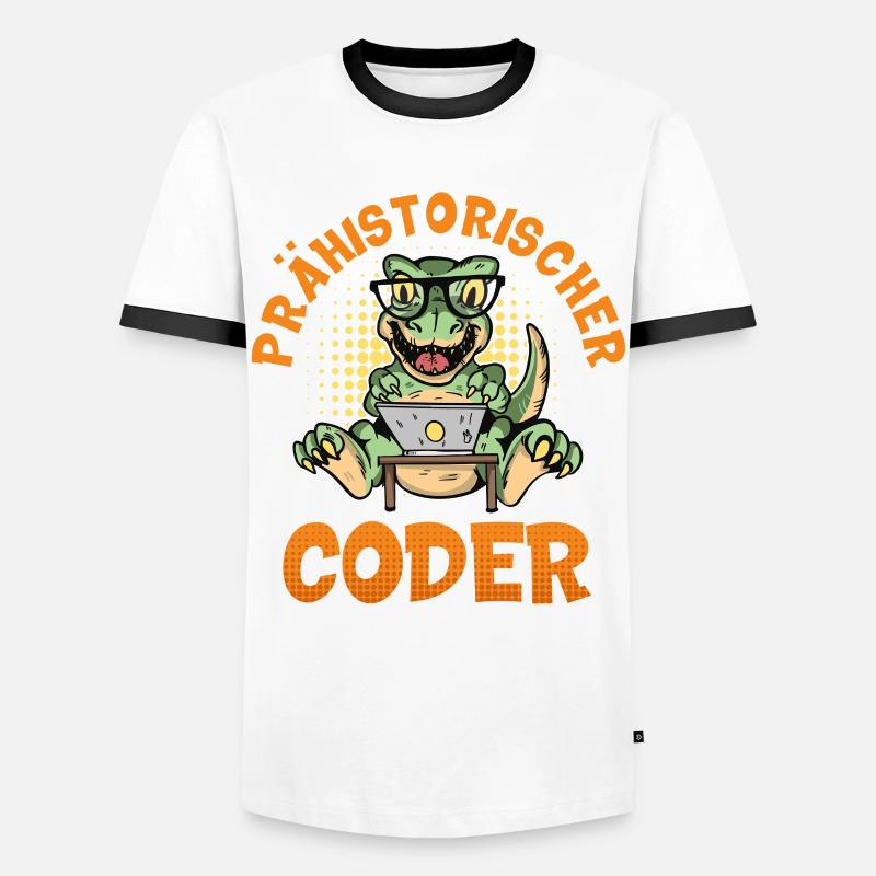 Coding PREHISTORIC CODER Fun - Men's Ringer Shirt - white/black