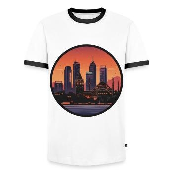Istanbul Evening Mood Skyline - Men's Ringer Shirt - white/black - Front - AI Model Female 172 light (172cm) & AI Model Male 178 dark (178cm)
