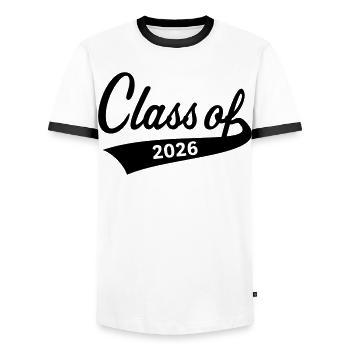 Class Of 2026 (Abschlussklasse Schulabschluss B) - Männer Kontrast-T-Shirt - Weiß/Schwarz - Vorne - AI Model Female 172 light (172cm) & AI Model Male 178 dark (178cm)