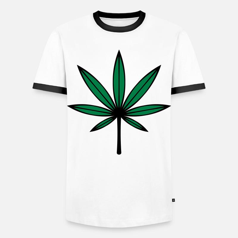 Cannabis / Marijuana / Hemp Leaf (2C) - Men's Ringer Shirt - white/black