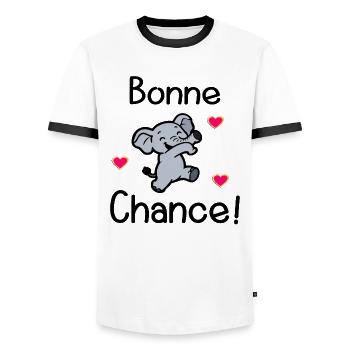 Succès Éléphant - T-shirt contrasté Homme - blanc/noir - Devant - AI Model Female 172 light (172cm) & AI Model Male 178 dark (178cm)