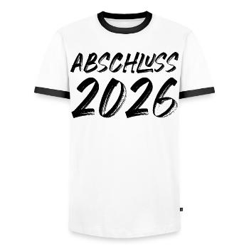 Abschluss 2026 - Männer Kontrast-T-Shirt - Weiß/Schwarz - Vorne - AI Model Female 172 light (172cm) & AI Model Male 178 dark (178cm)