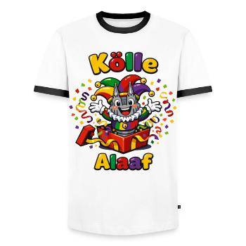 Clown drôle célèbre le carnaval à Cologne Alaaf - T-shirt contrasté Homme - blanc/noir - Devant - AI Model Female 172 light (172cm) & AI Model Male 178 dark (178cm)