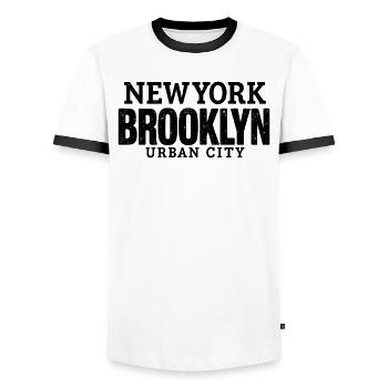 Urban City New York Brooklyn Vintage Style - Männer Kontrast-T-Shirt - Weiß/Schwarz - Vorne - AI Model Female 172 light (172cm) & AI Model Male 178 dark (178cm)